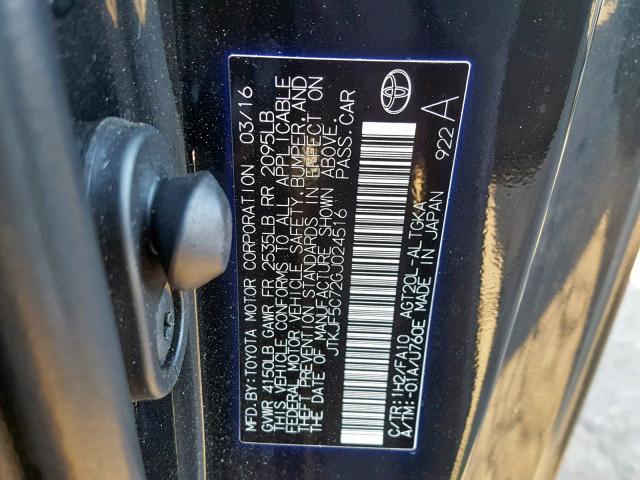 JTKJF5C72GJ024516 - 2016 TOYOTA SCION TC შავი ფოტო 10