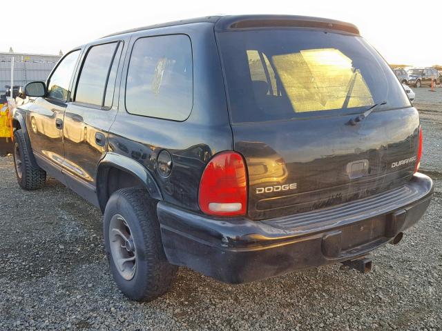 1B4HR48Z72F156813 - 2002 DODGE DURANGO SL BLACK photo 3