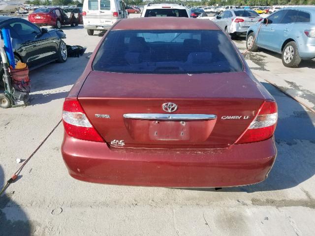 4T1BE32K64U351998 - 2004 TOYOTA CAMRY LE RED photo 9