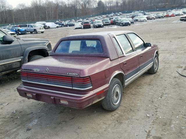 3C3XA5639LT041457 - 1990 CHRYSLER LEBARON LA BURGUNDY photo 4