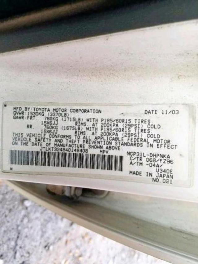 JTLKT324840148408 - 2004 TOYOTA SCION XB 白色 照片 10