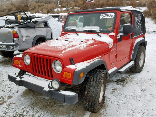 1J4FA49S14P777636 - 2004 JEEP WRANGLER / RED photo 2