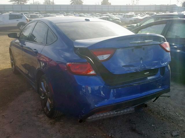 1C3CCCBG7FN626483 - 2015 CHRYSLER 200 S BLUE photo 3