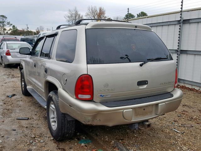 1B4HS58Z52F147196 - 2002 DODGE DURANGO SL SILVER photo 3