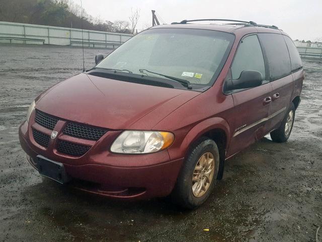 1B4GP45R91B142312 - 2001 DODGE CARAVAN SP MAROON photo 2