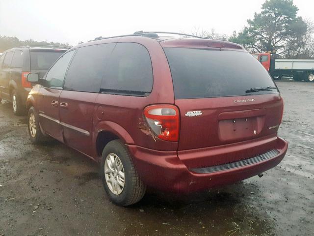 1B4GP45R91B142312 - 2001 DODGE CARAVAN SP MAROON photo 3