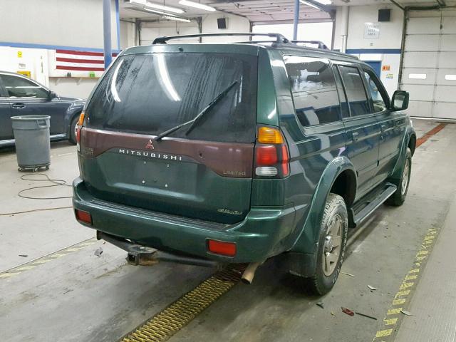 JA4MT41R8YP815654 - 2000 MITSUBISHI MONTERO SP GREEN photo 4