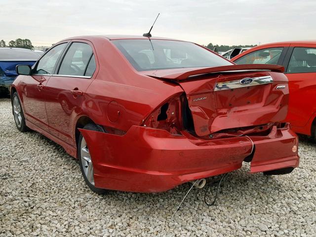 3FAHP0KC7AR402675 - 2010 FORD FUSION SPO BURGUNDY photo 3