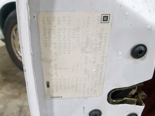 1G3AG54N4P6453662 - 1993 OLDSMOBILE CUTLASS CI WHITE photo 10