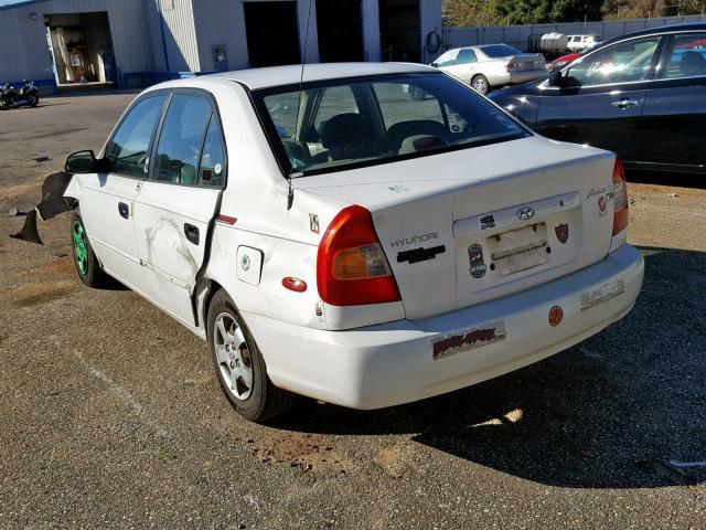 KMHCG45C61U244163 - 2001 HYUNDAI ACCENT GL WHITE photo 3