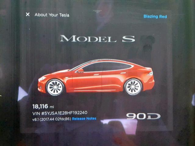 5YJSA1E28HF192240 - 2017 TESLA MODEL S RED photo 9