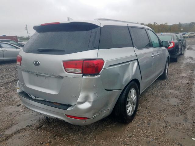 KNDMB5C19F6066825 - 2015 KIA SEDONA LX SILVER photo 4