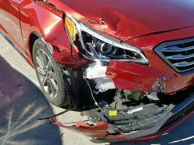 5NPE34AF9GH311947 - 2016 HYUNDAI SONATA SPO RED photo 9