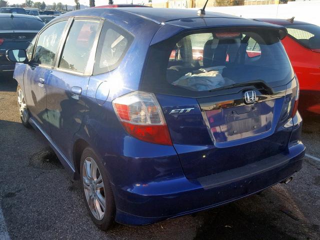 JHMGE8H54BC020749 - 2011 HONDA FIT SPORT BLUE photo 3