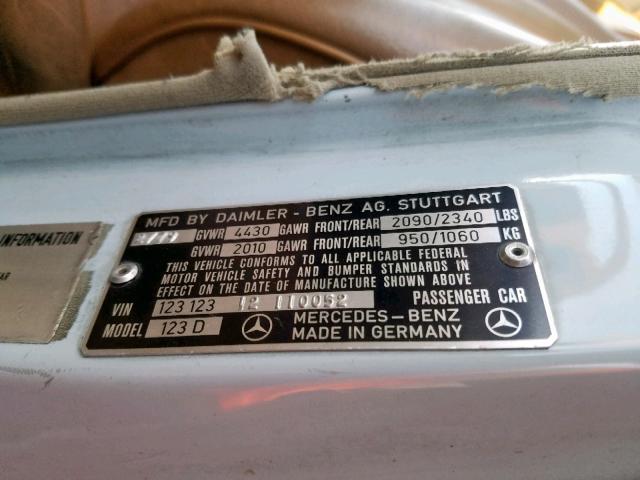 00012312312110052 - 1979 MERCEDES-BENZ 240 D BLUE photo 10