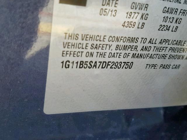 1G11B5SA7DF293750 - 2013 CHEVROLET MALIBU LS 蓝色 照片 10