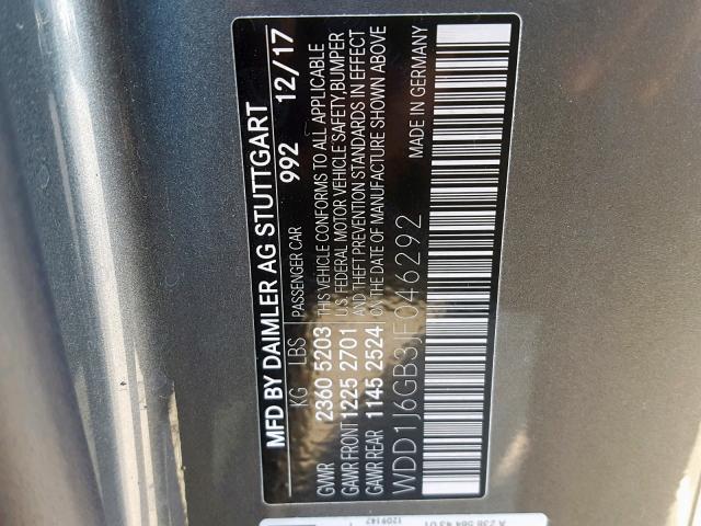 WDD1J6GB3JF046292 - 2018 MERCEDES-BENZ E 400 4MAT GRAY photo 10