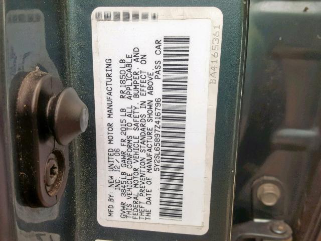 5Y2SL65897Z416796 - 2007 PONTIAC VIBE BLUE photo 10