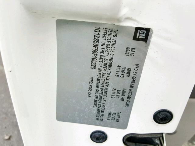 1G1ZS58F68F100323 - 2008 CHEVROLET MALIBU LS 白色 照片 10