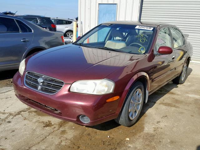 JN1CA31D21T824887 - 2001 NISSAN MAXIMA GXE MAROON photo 2