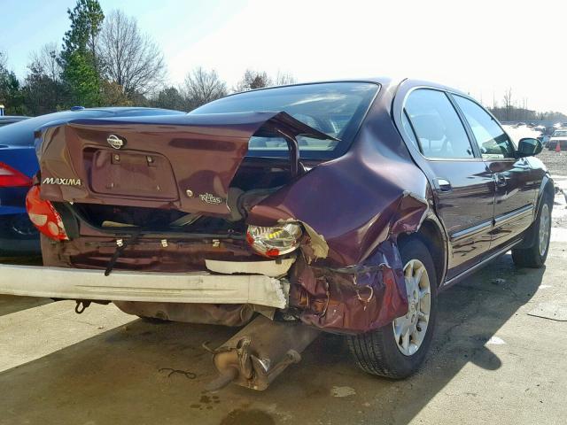 JN1CA31D21T824887 - 2001 NISSAN MAXIMA GXE MAROON photo 4