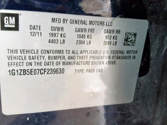 1G1ZB5E07CF239630 - 2012 CHEVROLET MALIBU LS 蓝色 照片 10