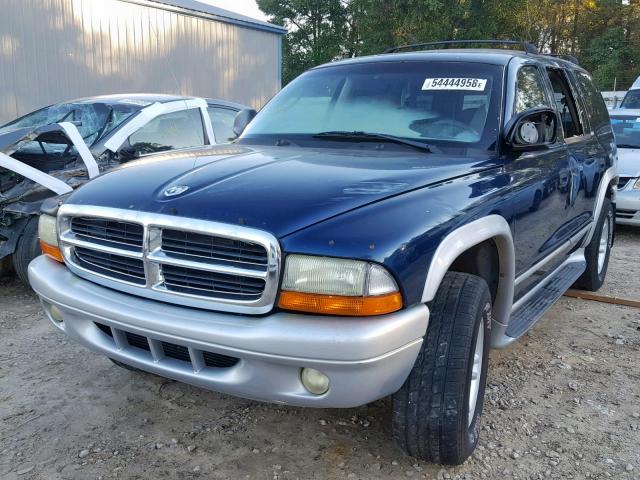 1B4HS58ZX2F108670 - 2002 DODGE DURANGO SL BLUE photo 2