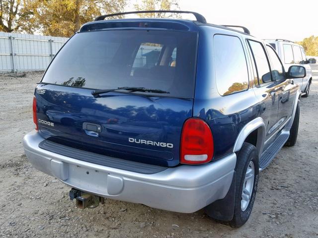 1B4HS58ZX2F108670 - 2002 DODGE DURANGO SL BLUE photo 4