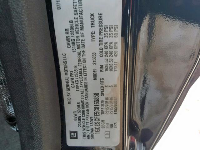 1GCESCFE5C8165858 - 2012 CHEVROLET COLORADO L BLACK photo 10