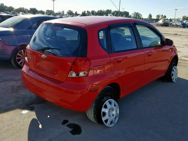 KL1TD66687B711032 - 2007 CHEVROLET AVEO BASE Qırmızı foto 4