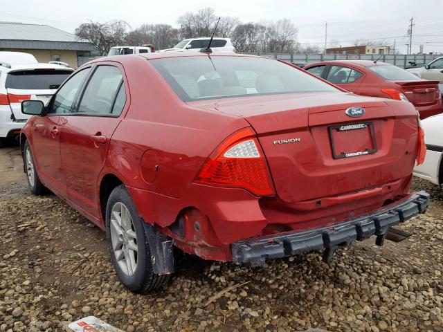 3FAHP0GA8CR221725 - 2012 FORD FUSION S RED photo 3