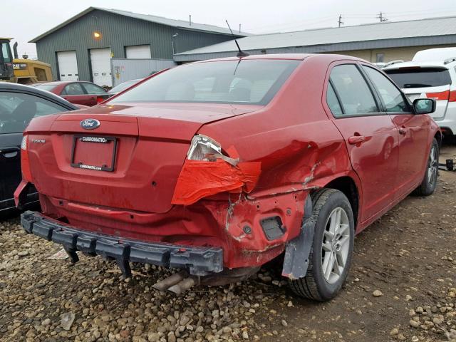 3FAHP0GA8CR221725 - 2012 FORD FUSION S RED photo 4