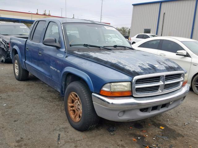 1B7HL48X52S530359 - 2002 DODGE DAKOTA BLUE photo 1