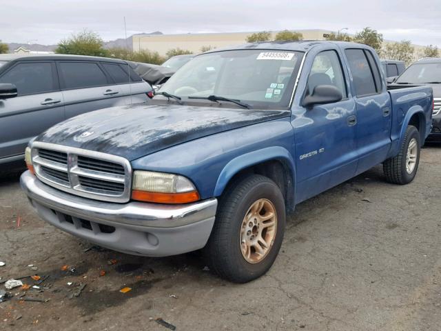 1B7HL48X52S530359 - 2002 DODGE DAKOTA BLUE photo 2