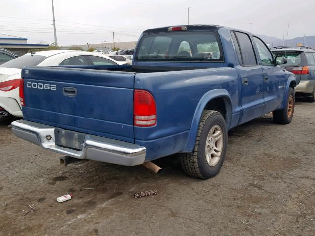 1B7HL48X52S530359 - 2002 DODGE DAKOTA BLUE photo 4