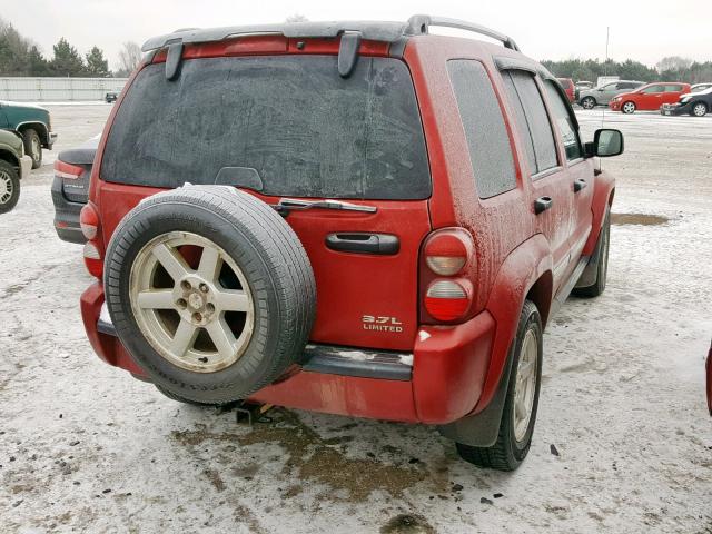 1J4GL58K86W127037 - 2006 JEEP LIBERTY LI RED photo 4