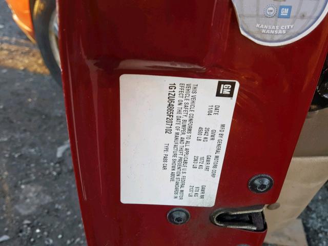 1G1ZU64865F207102 - 2005 CHEVROLET MALIBU MAX მუქწითელი ფოტო 10