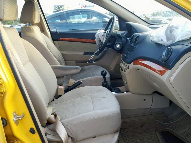 KL1TD66E19B626124 - 2009 CHEVROLET AVEO LS YELLOW photo 5
