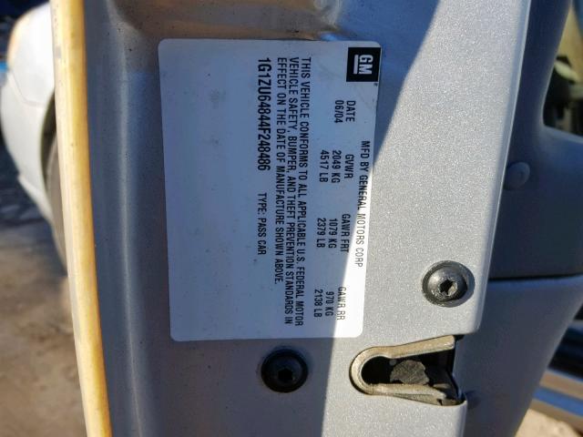 1G1ZU64844F248486 - 2004 CHEVROLET MALIBU MAX ვერცხლისფერი ფოტო 10