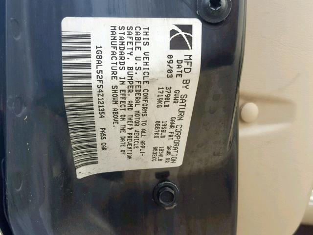 1G8AL52F54Z121354 - 2004 SATURN ION LEVEL GOLD photo 10