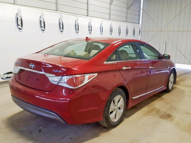 KMHEC4A46EA114863 - 2014 HYUNDAI SONATA HYB RED photo 4