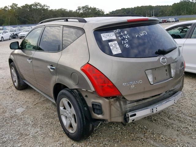 JN8AZ08W34W309407 - 2004 NISSAN MURANO SL BROWN photo 3