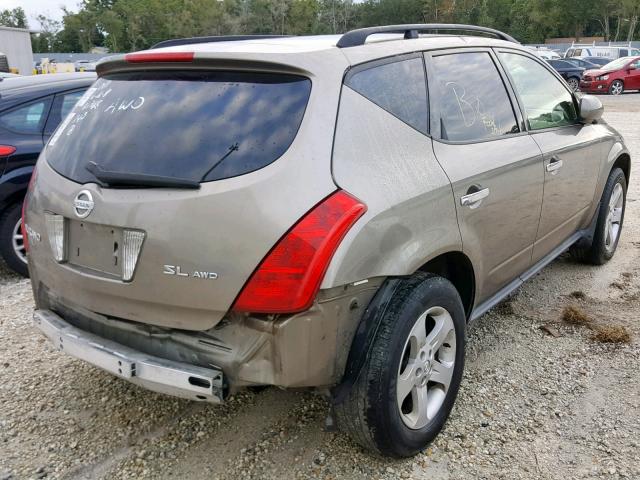 JN8AZ08W34W309407 - 2004 NISSAN MURANO SL BROWN photo 4