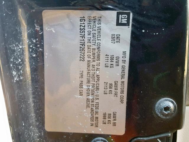 1G1ZS57F17F267222 - 2007 CHEVROLET MALIBU LS 黑色 照片 10