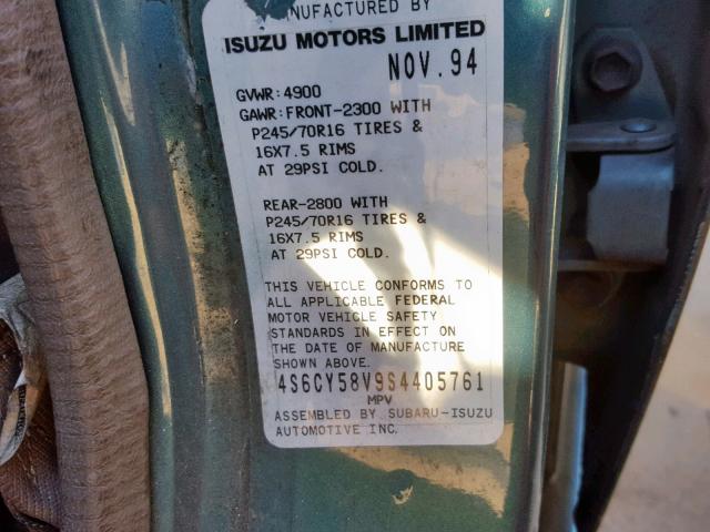 4S6CY58V9S4405761 - 1995 HONDA PASSPORT E GREEN photo 10