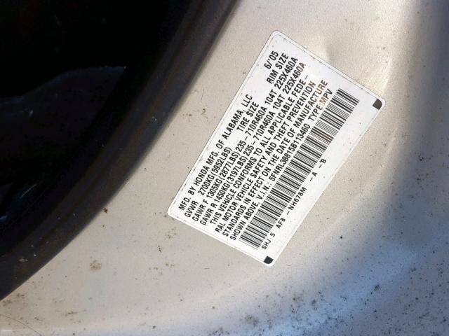 5FNRL38815B113460 - 2005 HONDA ODYSSEY TO WHITE photo 10