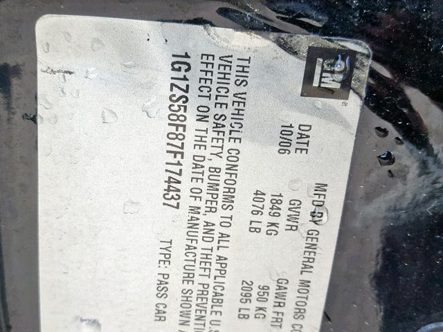 1G1ZS58F87F174437 - 2007 CHEVROLET MALIBU LS 黑色 照片 10