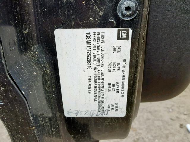 1G8AM15F26Z208116 - 2006 SATURN ION LEVEL BLACK photo 10