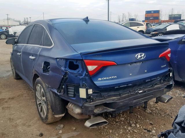 5NPE34AF9FH102609 - 2015 HYUNDAI SONATA SPO BLUE photo 3