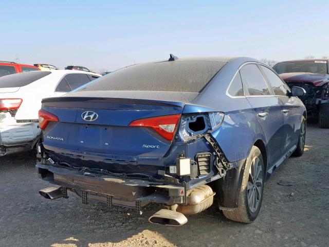 5NPE34AF9FH102609 - 2015 HYUNDAI SONATA SPO BLUE photo 4